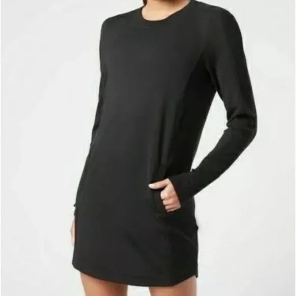 Athleta Black Long Sleeve Balance Sweater Dress Size Large Tall Style 599867 - Picture 1 of 16